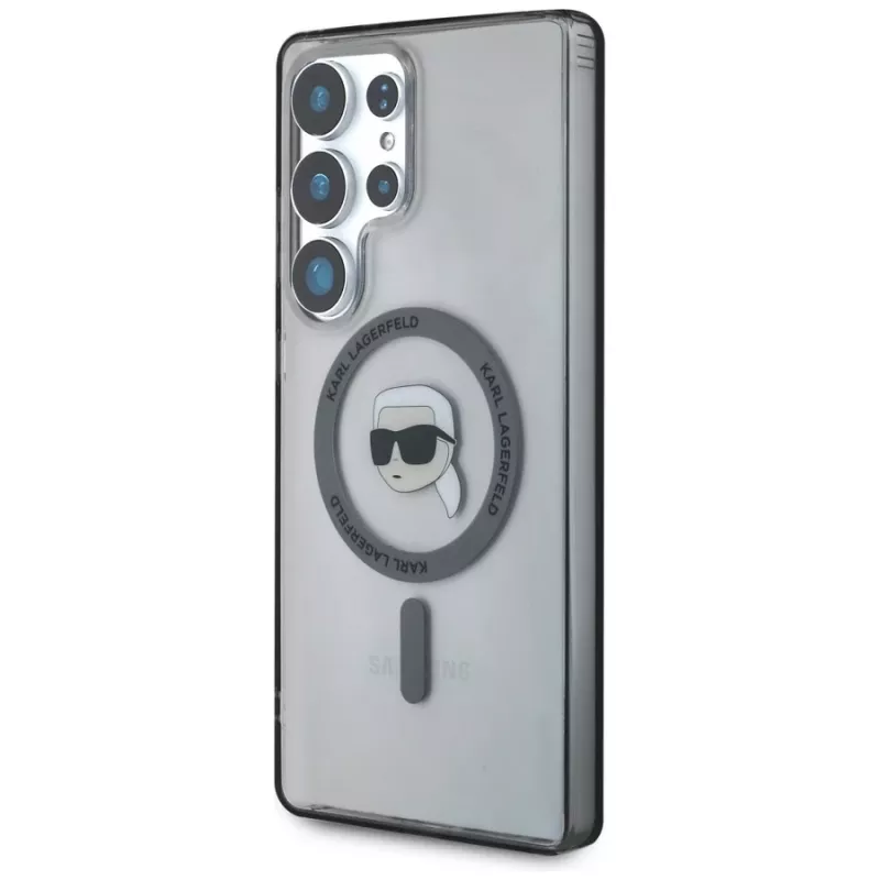 KARL LAGERFELD Capa MagSafe Button Karl Head Printed Logo para Samsung Galaxy S25 Ultra, preto