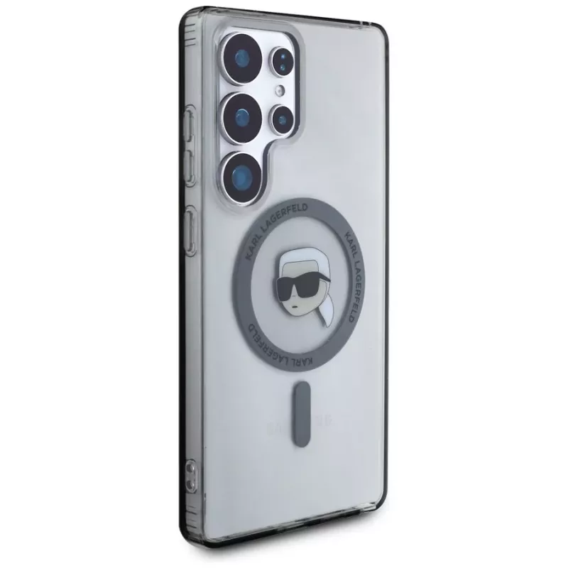 KARL LAGERFELD Capa MagSafe Button Karl Head Printed Logo para Samsung Galaxy S25 Ultra, preto