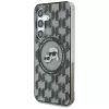 Karl Lagerfeld Capa MagSafe Button Karl & Choupette Heads On KL Pattern para Samsung Galaxy S25, preto