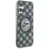 Karl Lagerfeld Capa MagSafe Button Karl & Choupette Heads On KL Pattern para Samsung Galaxy S25, preto