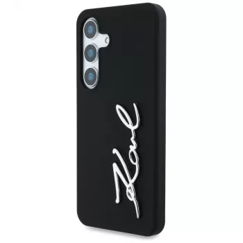 KARL LAGERFELD Capa Silicone Metal Signature Logo para Samsung Galaxy S25, preto