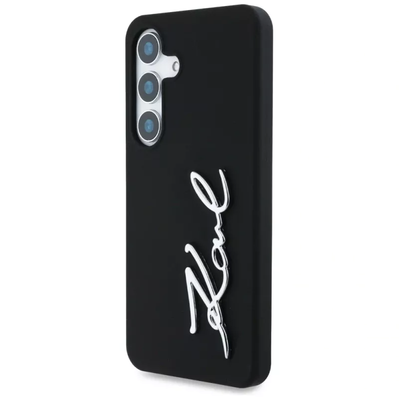KARL LAGERFELD Capa Silicone Metal Signature Logo para Samsung Galaxy S25, preto