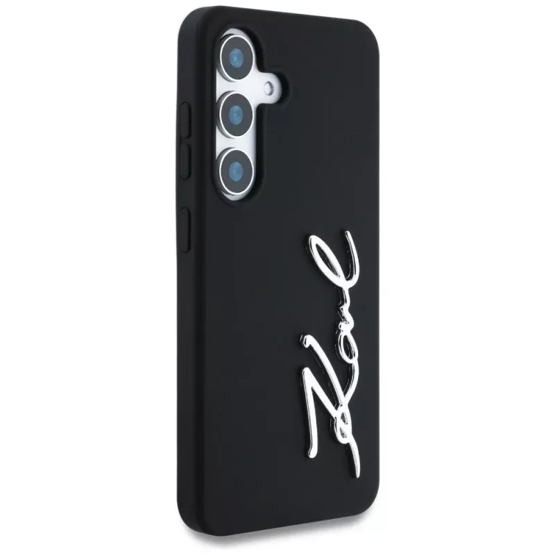 KARL LAGERFELD Capa Silicone Metal Signature Logo para Samsung Galaxy S25, preto