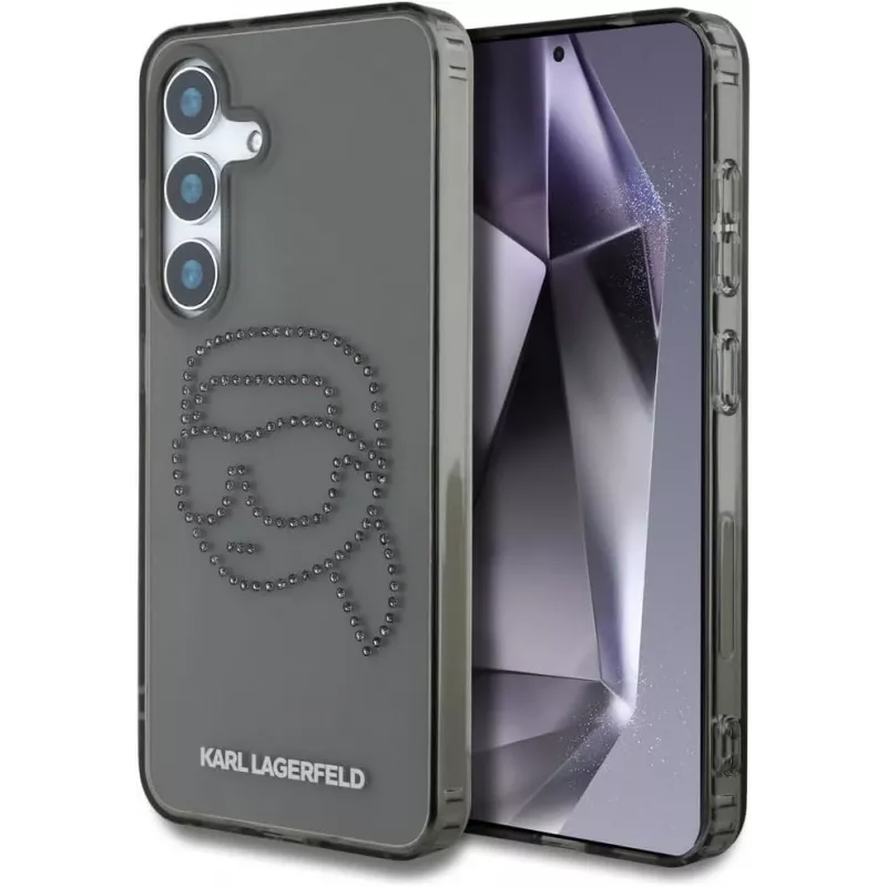 Karl Lagerfeld Capa Rhinestones Karl Head Logo para Samsung Galaxy S25 (preto)