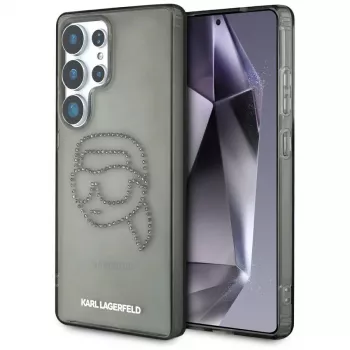 Karl Lagerfeld Capa Rhinestones Karl Head Logo para Samsung Galaxy S25 Ultra, preto