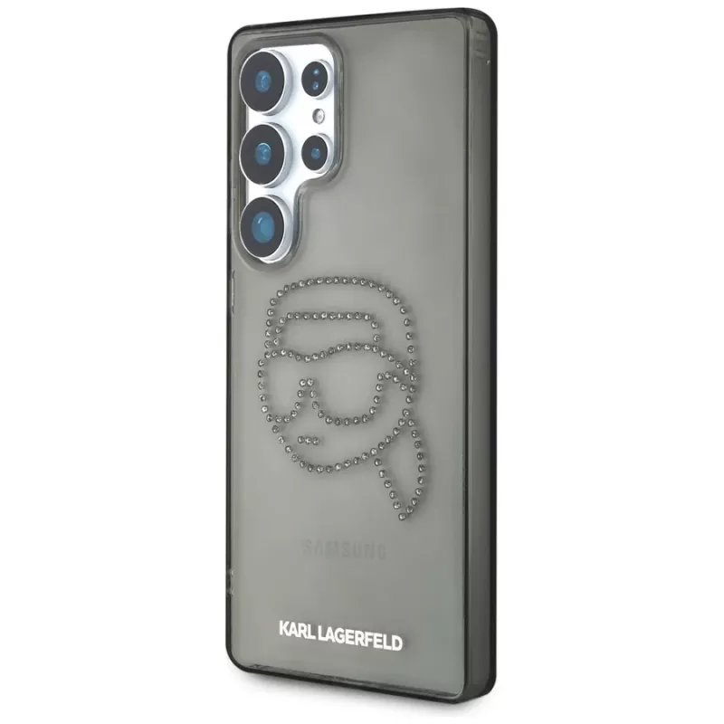 Karl Lagerfeld Capa Rhinestones Karl Head Logo para Samsung Galaxy S25 Ultra, preto