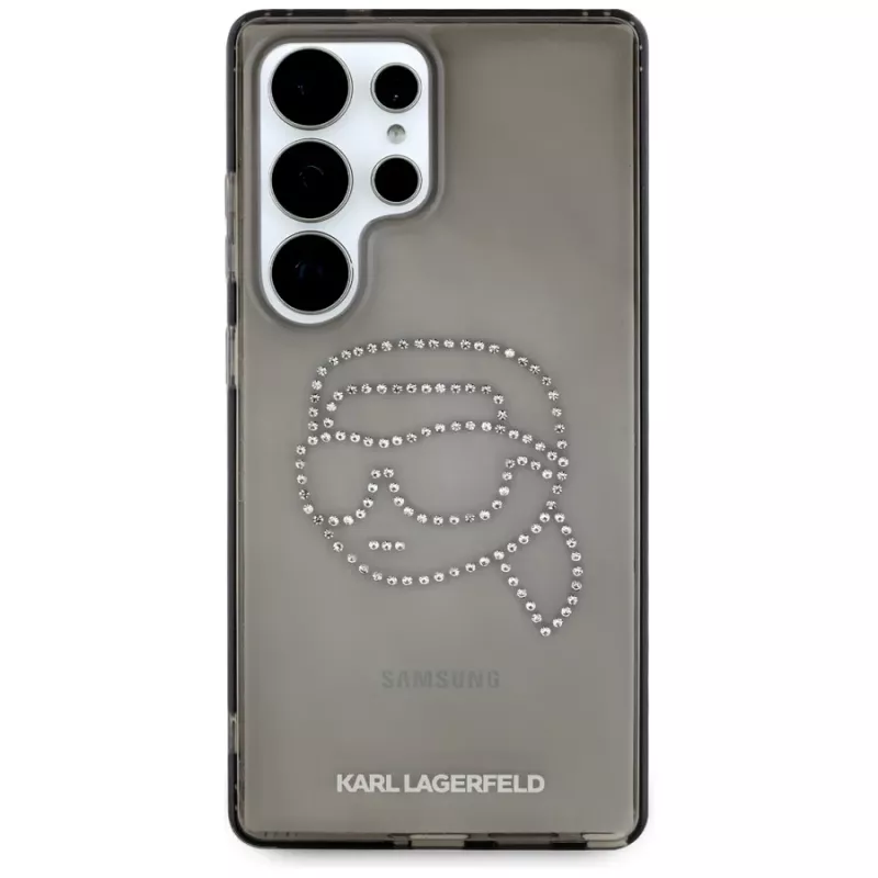 Karl Lagerfeld Capa Rhinestones Karl Head Logo para Samsung Galaxy S25 Ultra, preto