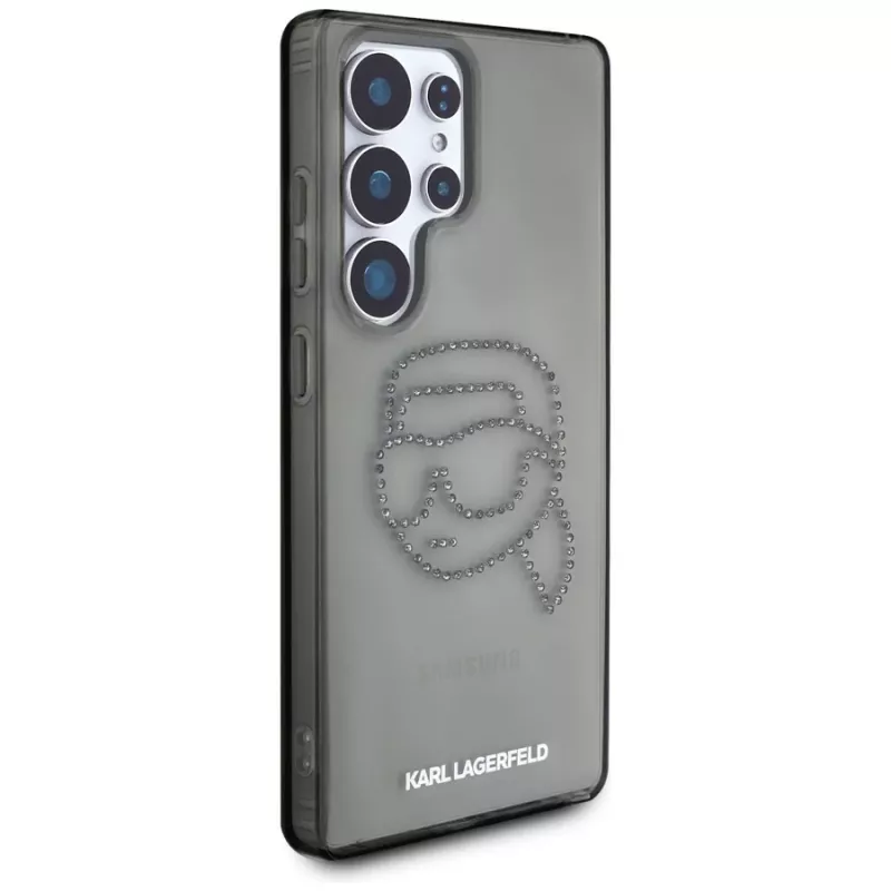 Karl Lagerfeld Capa Rhinestones Karl Head Logo para Samsung Galaxy S25 Ultra, preto
