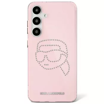 Karl Lagerfeld Capa Rhinestones Karl Head Logo para Samsung Galaxy S25 (rosa)