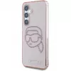 Karl Lagerfeld Capa Rhinestones Karl Head Logo para Samsung Galaxy S25 (rosa)