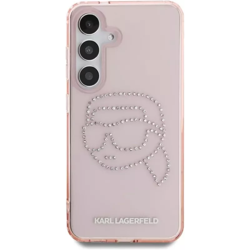 Karl Lagerfeld Capa Rhinestones Karl Head Logo para Samsung Galaxy S25 (rosa)