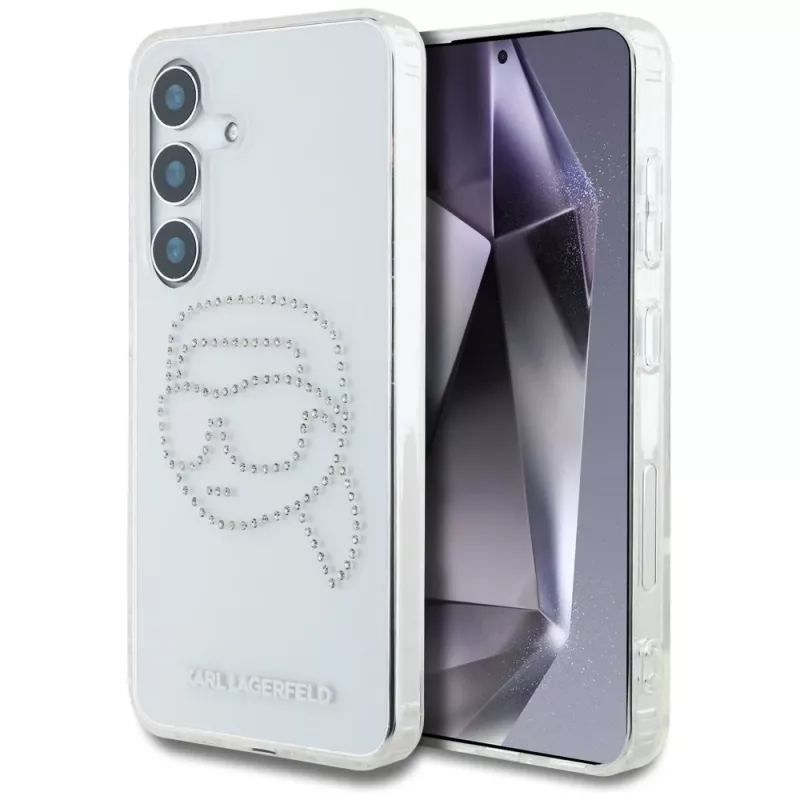 Karl Lagerfeld Capa Rhinestones Karl Head Logo para Samsung Galaxy S25 (transparente)