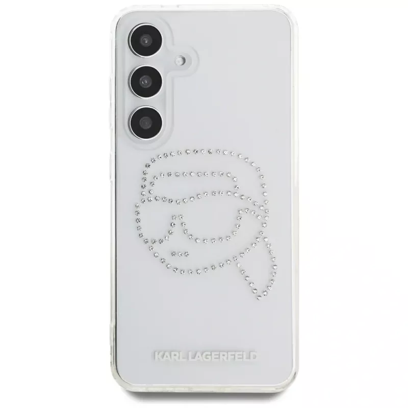 Karl Lagerfeld Capa Rhinestones Karl Head Logo para Samsung Galaxy S25 (transparente)
