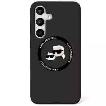 Karl Lagerfeld Capa MagSafe Silicone DoubleHeads And Circle para Samsung Galaxy S25, preto