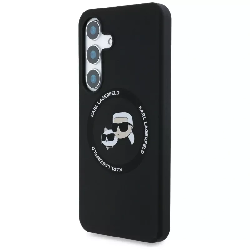 Karl Lagerfeld Capa MagSafe Silicone DoubleHeads And Circle para Samsung Galaxy S25, preto