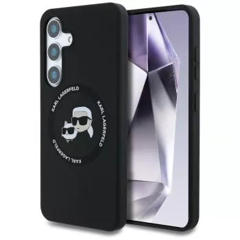 KARL LAGERFELD Capa MagSafe Silicone DoubleHeads & Circle para Samsung Galaxy S25+ - preto