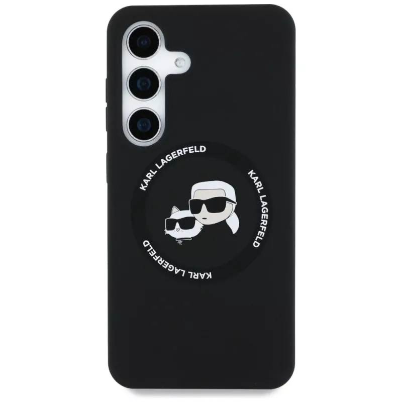 KARL LAGERFELD Capa MagSafe Silicone DoubleHeads & Circle para Samsung Galaxy S25+ - preto