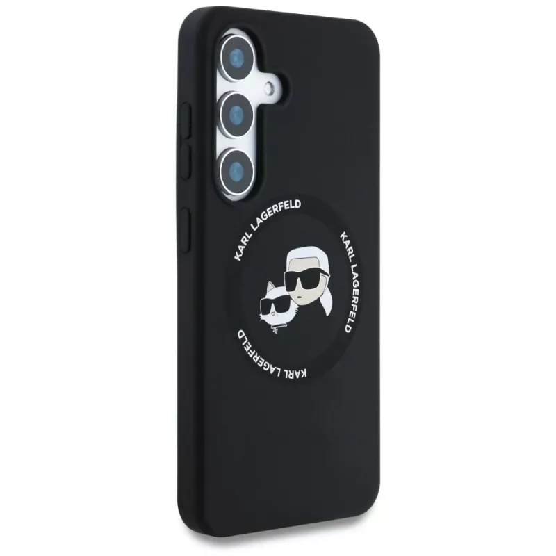 KARL LAGERFELD Capa MagSafe Silicone DoubleHeads & Circle para Samsung Galaxy S25+ - preto