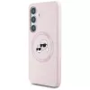 KARL LAGERFELD Capa MagSafe Silicone Double Heads And Circle para Samsung Galaxy S25, rosa