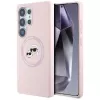 Karl Lagerfeld Capa MagSafe Silicone DoubleHeads & Circle para Samsung Galaxy S25 Ultra, rosa