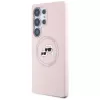 Karl Lagerfeld Capa MagSafe Silicone DoubleHeads & Circle para Samsung Galaxy S25 Ultra, rosa
