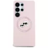 Karl Lagerfeld Capa MagSafe Silicone DoubleHeads & Circle para Samsung Galaxy S25 Ultra, rosa