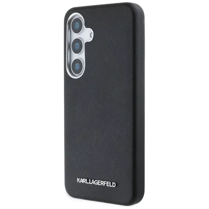 Karl Lagerfeld Capa MagSafe Saffiano FullWrapped Elongated Metal Logo para Samsung Galaxy S25, preto