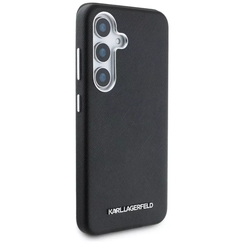 Karl Lagerfeld Capa MagSafe Saffiano FullWrapped Elongated Metal Logo para Samsung Galaxy S25, preto