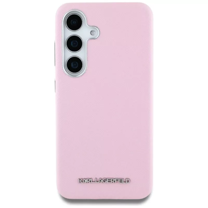 Karl Lagerfeld Capa MagSafe Saffiano FullWrapped Elongated Metal Logo para Samsung Galaxy S25 rosa