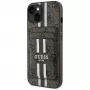 Guess Capa carteira 4G Stripes com MagSafe para iPhone 15 castanho