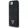 Guess Capa MagSafe Grained Hot Stamp Peony Triangle Logo para iPhone 16e (preto)