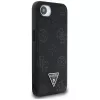 Guess Capa MagSafe Grained Hot Stamp Peony Triangle Logo para iPhone 16e (preto)
