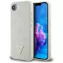 Guess Capa MagSafe Grained Hot Stamp Peony Triangle Logo para iPhone 16e (bege)