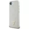 Guess Capa MagSafe Grained Hot Stamp Peony Triangle Logo para iPhone 16e (bege)