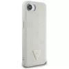 Guess Capa MagSafe Grained Hot Stamp Peony Triangle Logo para iPhone 16e (bege)