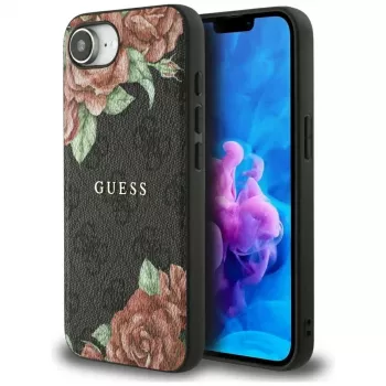Guess Capa MagSafe 4G Flowers Print para iPhone 16e / 17e preto