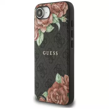 Guess Capa MagSafe 4G Flowers Print para iPhone 16e / 17e preto