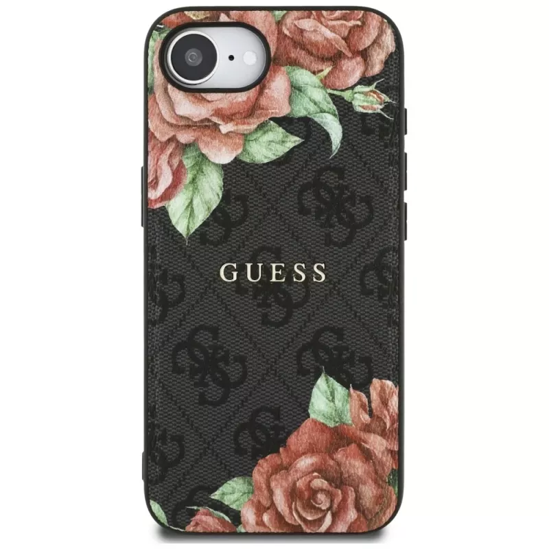 Guess Capa MagSafe 4G Flowers Print para iPhone 16e / 17e preto