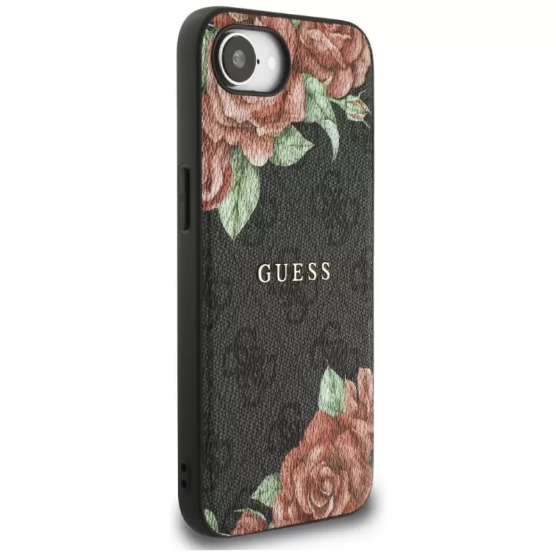 Guess Capa MagSafe 4G Flowers Print para iPhone 16e / 17e preto