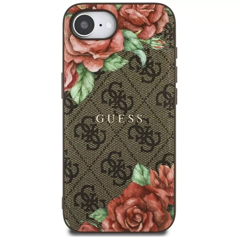 Guess Capa MagSafe 4G Flowers Print para iPhone 16e / 17e castanho