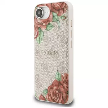 Guess Capa MagSafe 4G Flowers Print para iPhone 16e / 17e rosa