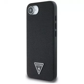 Guess Capa MagSafe Grained Triangle para iPhone 16e (preto)