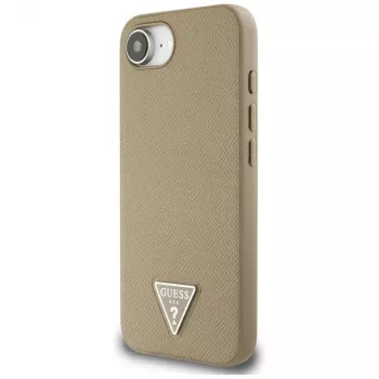 Guess Capa MagSafe Grained Triangle para iPhone 16e (castanho)