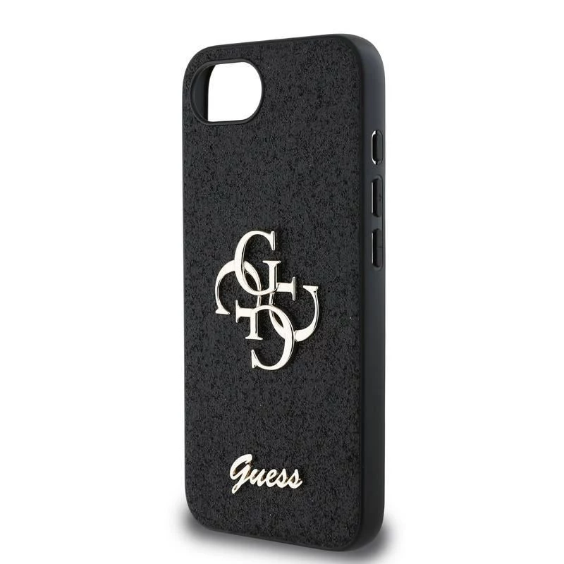 Guess Capa Fixed Glitter Big 4G para iPhone 16e (preto)