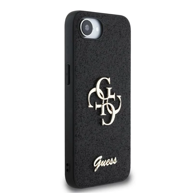 Guess Capa Fixed Glitter Big 4G para iPhone 16e (preto)