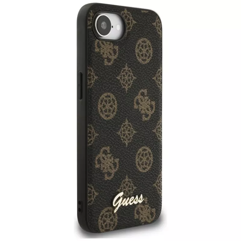 Guess Capa MagSafe Peony Script Logo para Apple iPhone 16e / 17e, preto