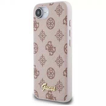 Guess Capa MagSafe Peony Script Logo para iPhone 16e / 17e castanho