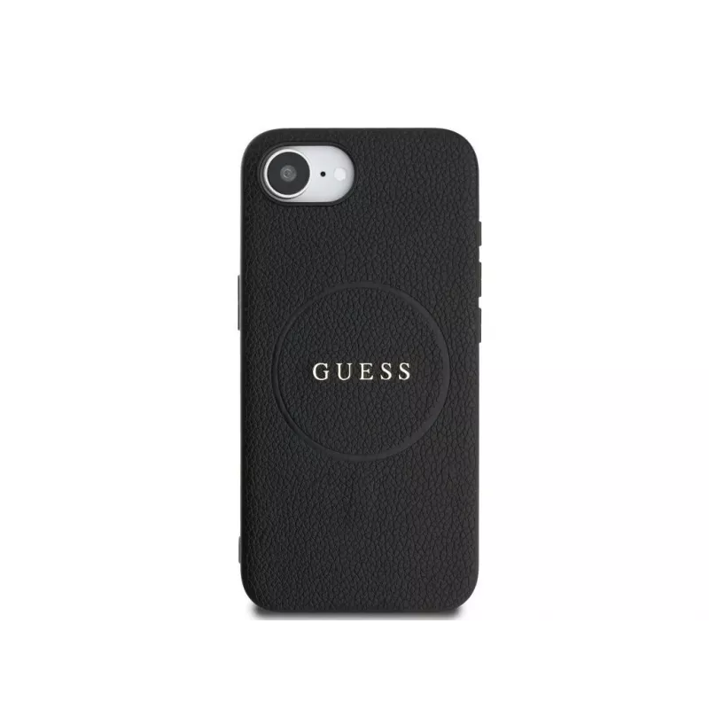 Guess Capa MagSafe Grained Ring para iPhone 16e (preto)