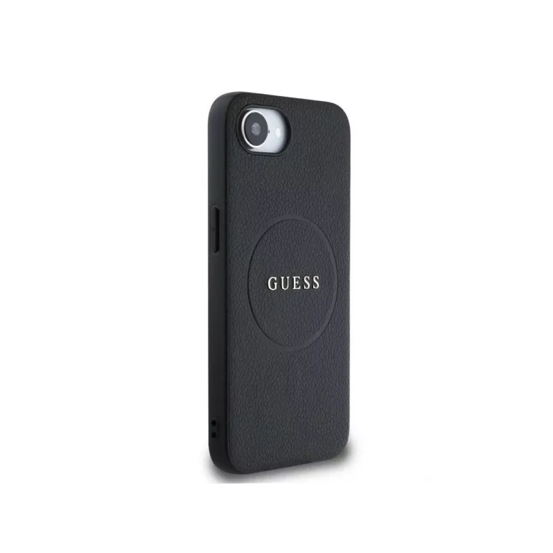 Guess Capa MagSafe Grained Ring para iPhone 16e (preto)