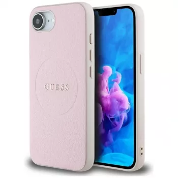 Guess Capa MagSafe Grained Ring para Apple iPhone 16e (rosa)